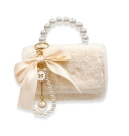 Doe a Dear Furry Purse w/ Charm Beige/Cream