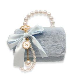 Doe a Dear Furry Purse w/ Charm Blue