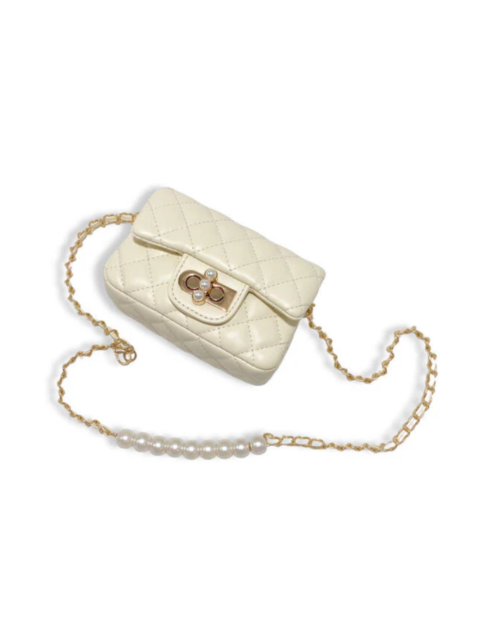 Doe a Dear Petal Closure Quilted Purse Cream