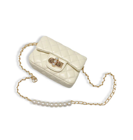 Doe a Dear Petal Closure Quilted Purse Cream