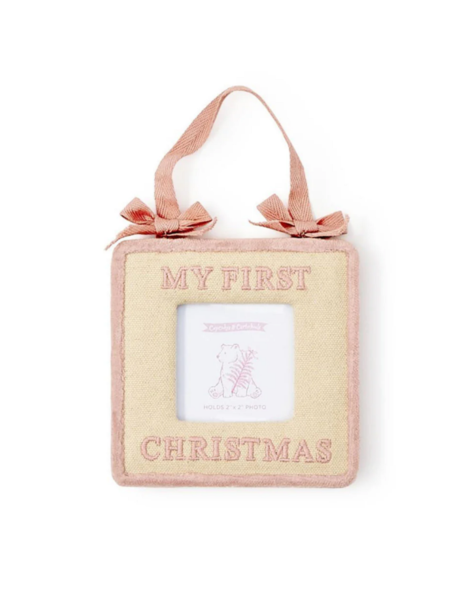 Two's Company Baby's 1st Christmas Keepsake Photo Frame Ornament, Pink