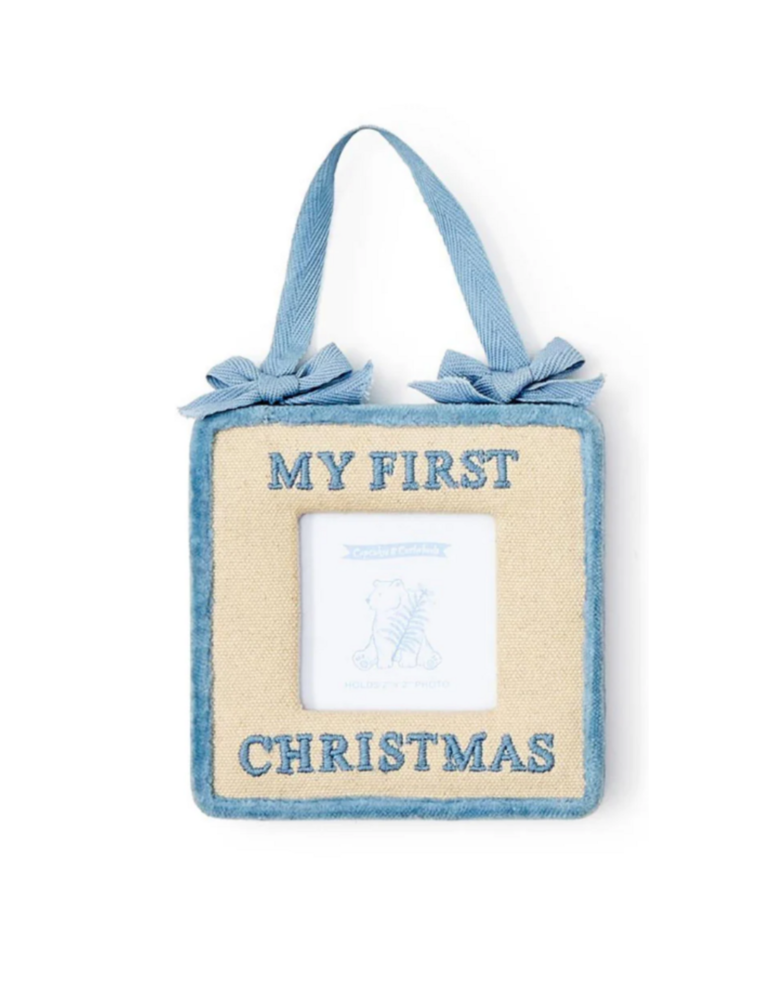 Two's Company Baby's 1st Christmas Keepsake Photo Frame Ornament, Blue