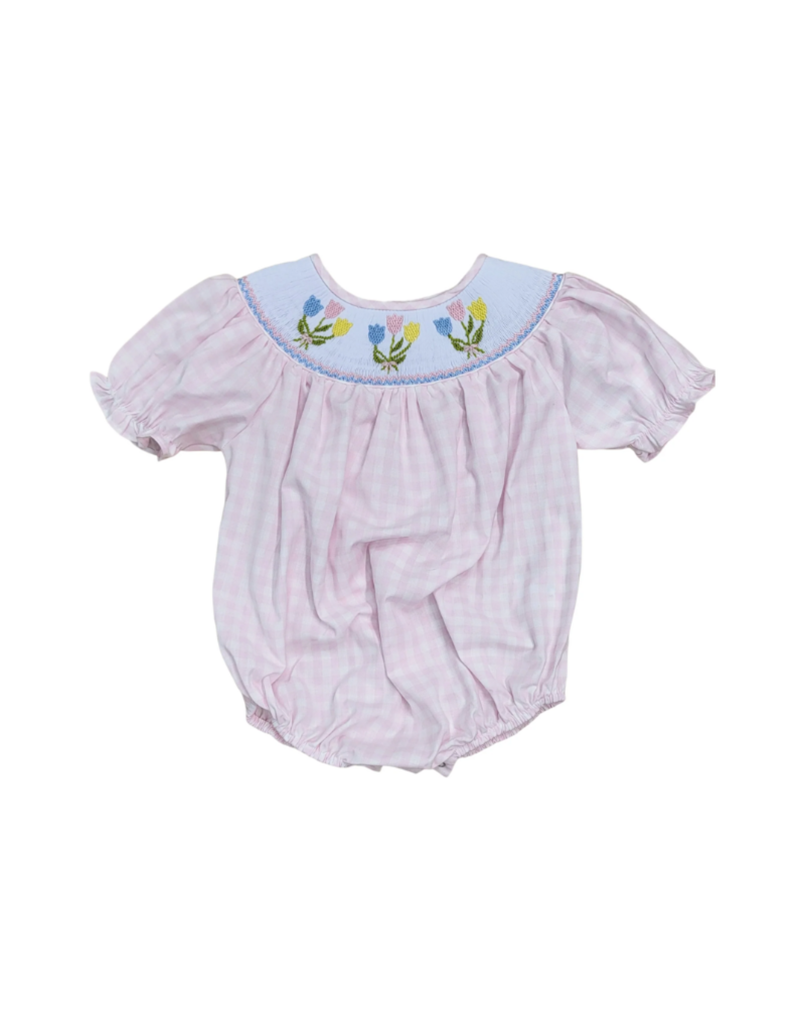 Sweet Dreams Pink Gingham Tulip Smocked Bubble