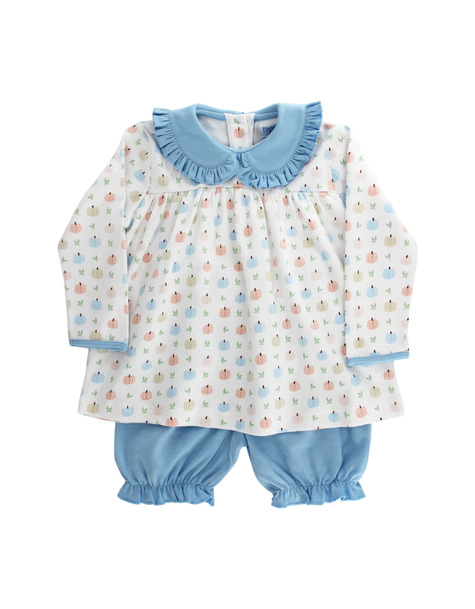The Bailey Boys Pumpkin Print Knit LS Bloomer Set