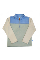 SouthBound Quarter Zip Color Block Pullover - Blue/Green/Khaki
