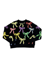 Queen of Sparkles Black Multi Bow Sequin Sweatshirt