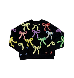 Queen of Sparkles Black Multi Bow Sequin Sweatshirt