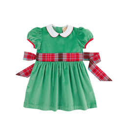 The Beaufort Bonnet Company Cindy Lou Sash Dress, Kelly Green/Wilson Plaid The Beaufort Bonnet Company Cindy Lou Sash Dress, Kelly Green/Wilson Plaid