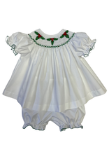Lulu Bebe LLC Emma Christmas Smocked Bloomer Set, Green Accents