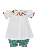 Anavini Santa's Sleigh Green Gingham Bloomer Set