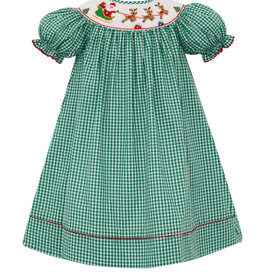 Anavini Santa Sleigh Green Gingham Bishop
