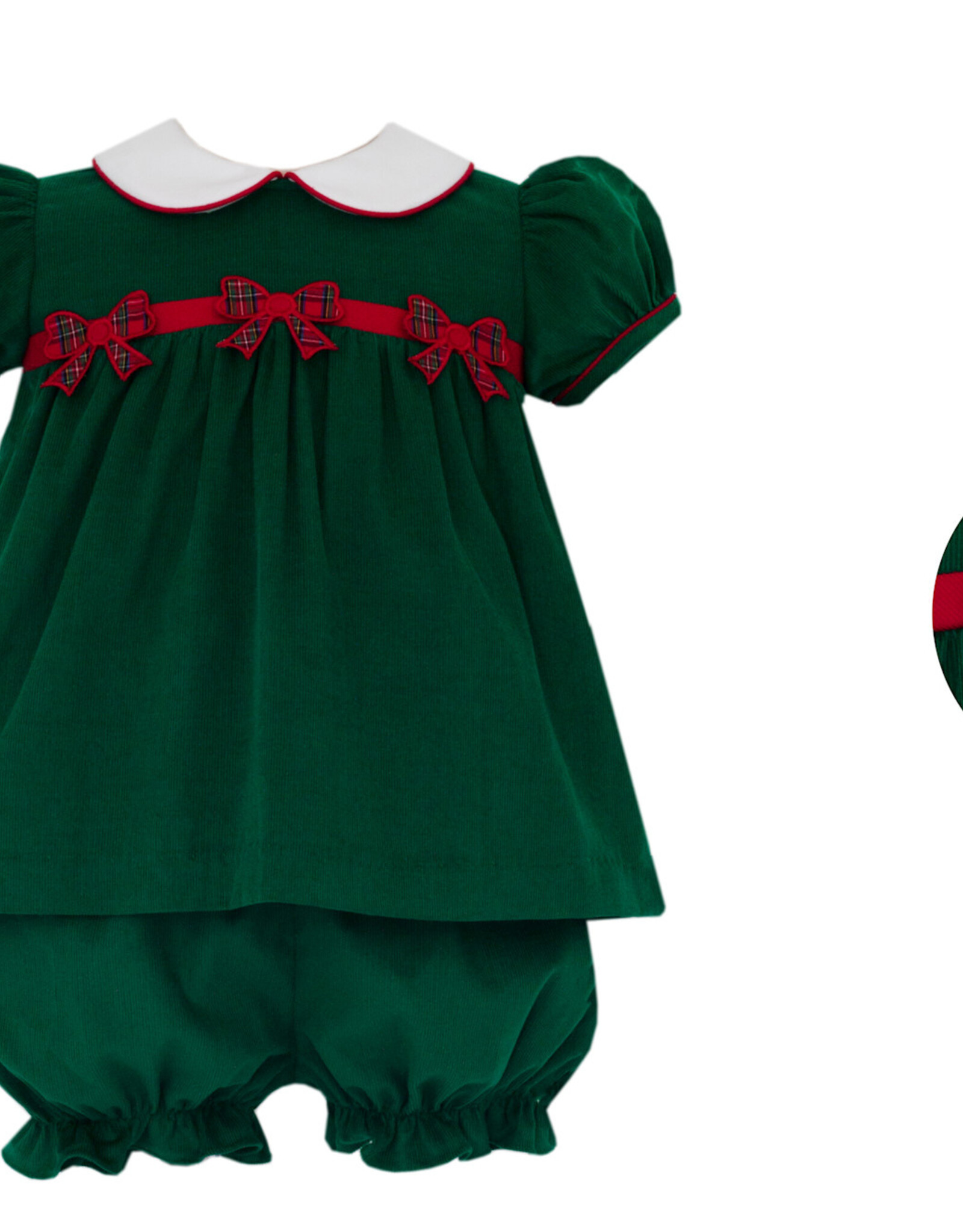 Claire and Charlie Green Cord Bloomer Set, Bows