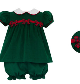 Claire and Charlie Green Cord Bloomer Set, Bows