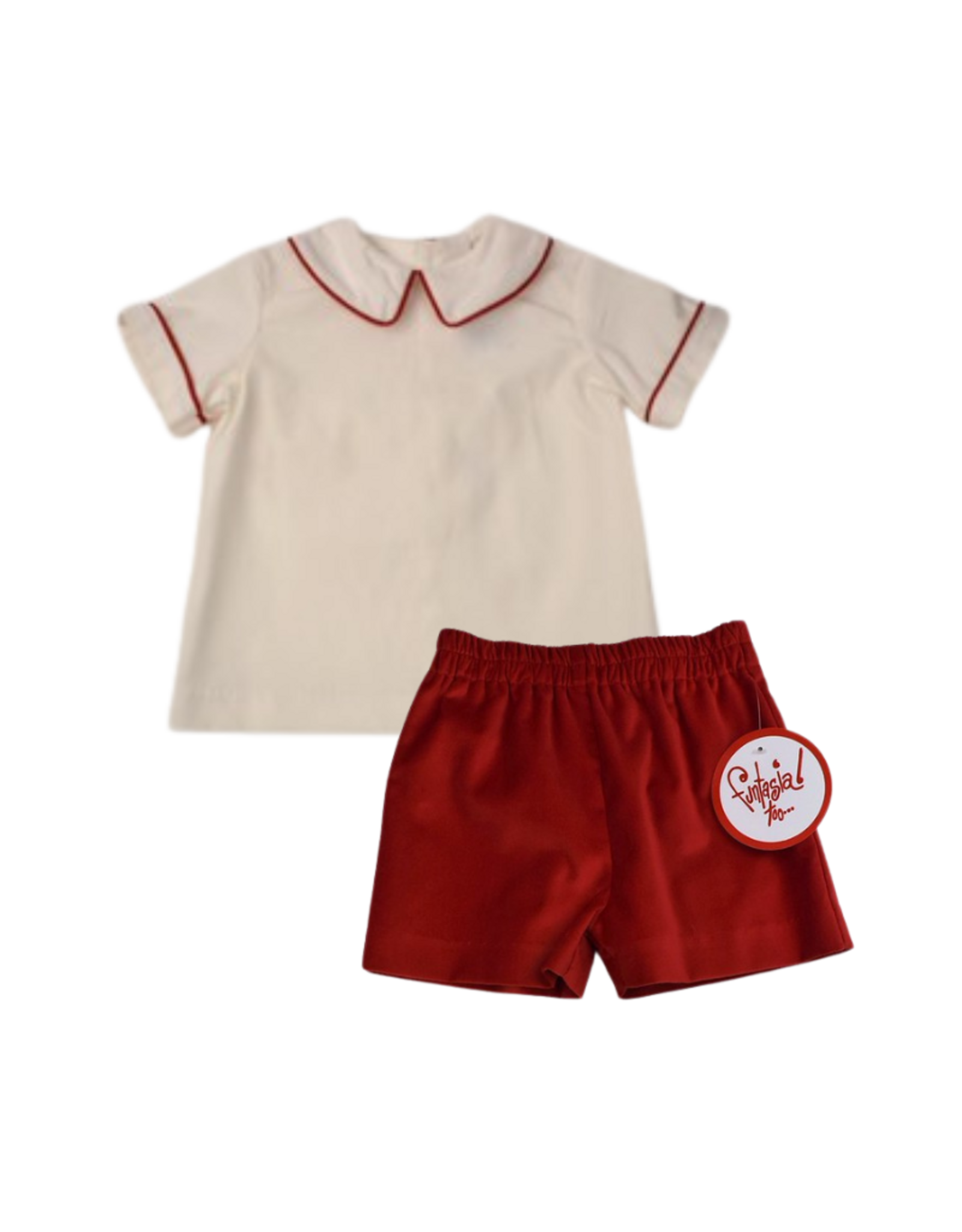 Funtasia Too Red and White Corduroy Short Set