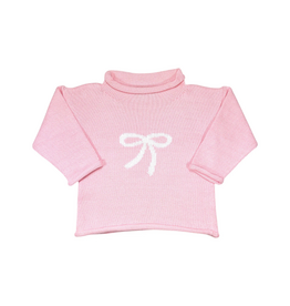 Luigi Light Pink Rolled Neck Sweater with Pink Bows