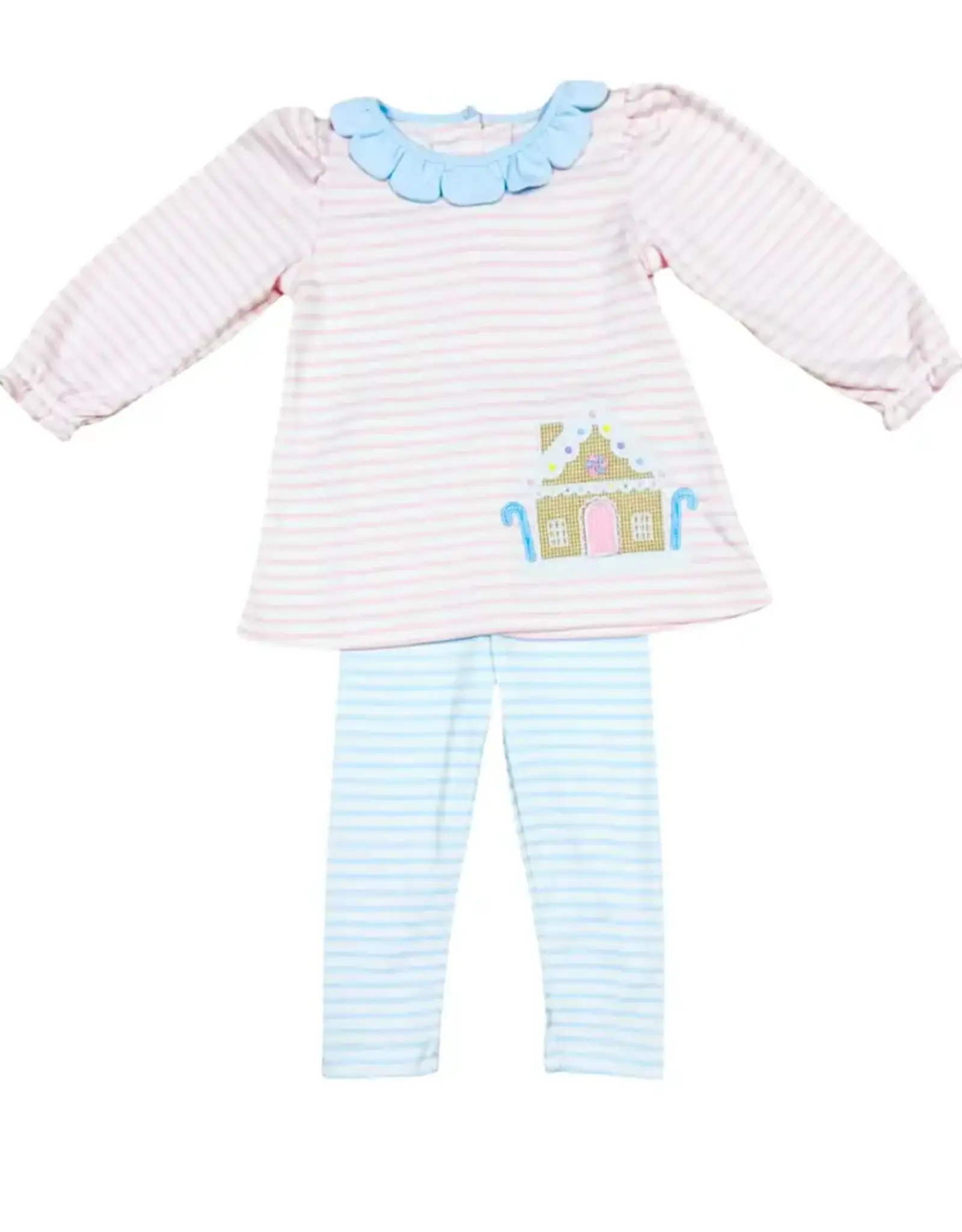 Zuccini Gingerbread Reagan LS Bloomer Set, Pink Knit Stripe