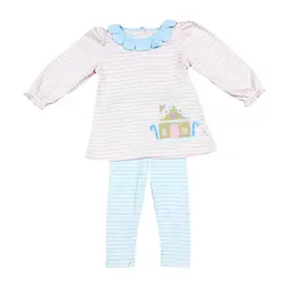 Zuccini Gingerbread Reagan LS Bloomer Set, Pink Knit Stripe