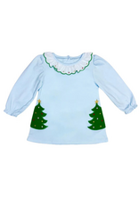 Zuccini Christmas Tree Amelie Dress, Light Blue Knit