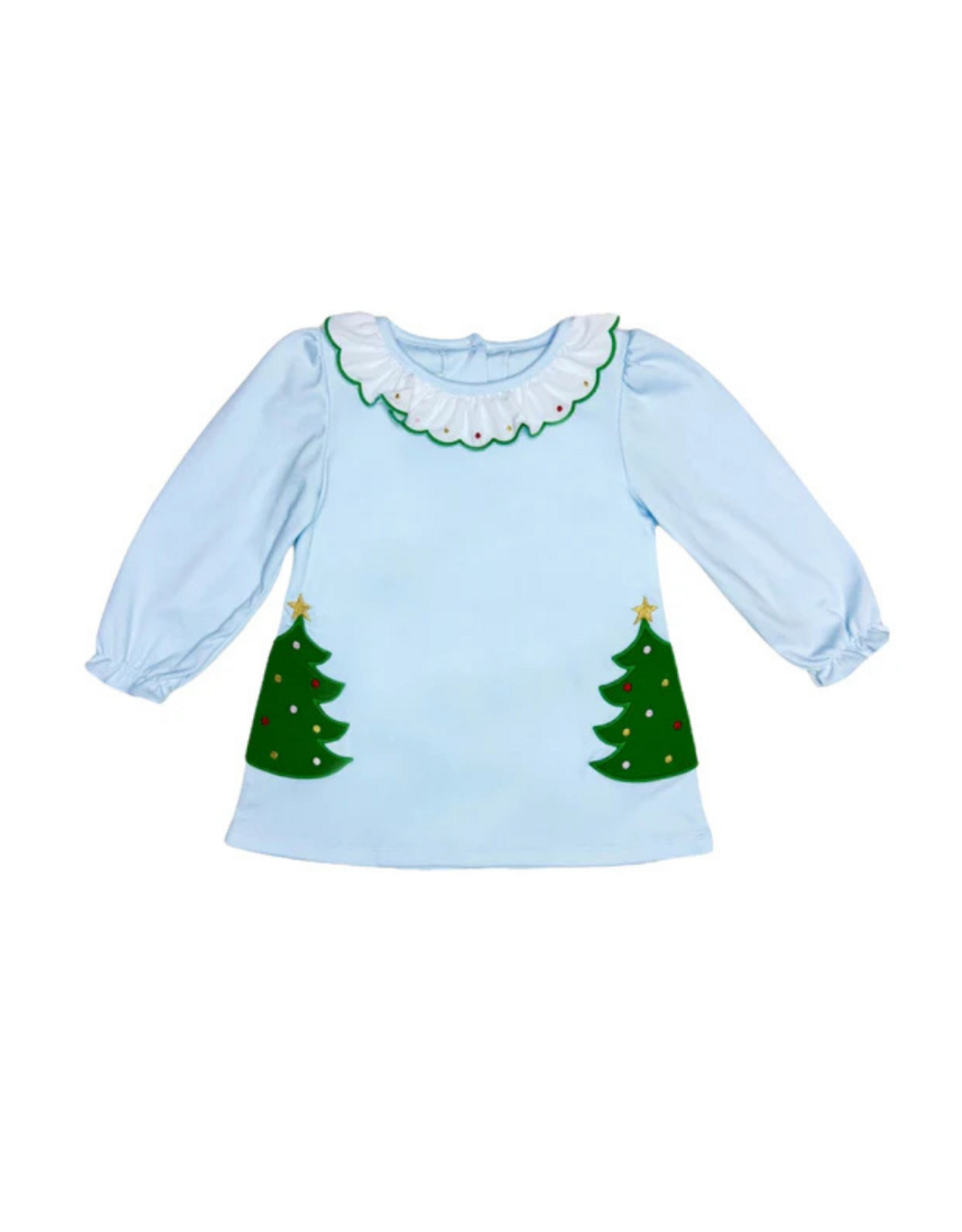 Zuccini Christmas Tree Amelie Dress, Light Blue Knit