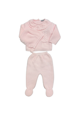 Babidu Pink Knit LS Set With Bonnet 51809