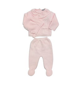 Babidu Pink Knit LS Set With Bonnet 51809 Babidu Pink Knit LS Set With Bonnet 51809