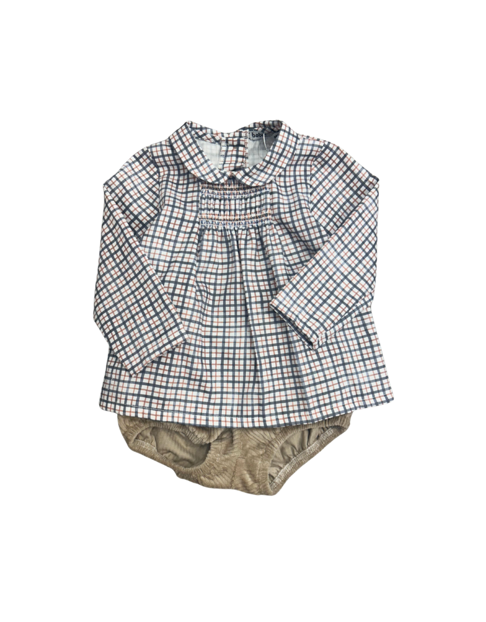 Babidu Blue/Tan LS Diaper Set 43657