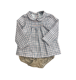 Babidu Blue/Tan LS Diaper Set 43657