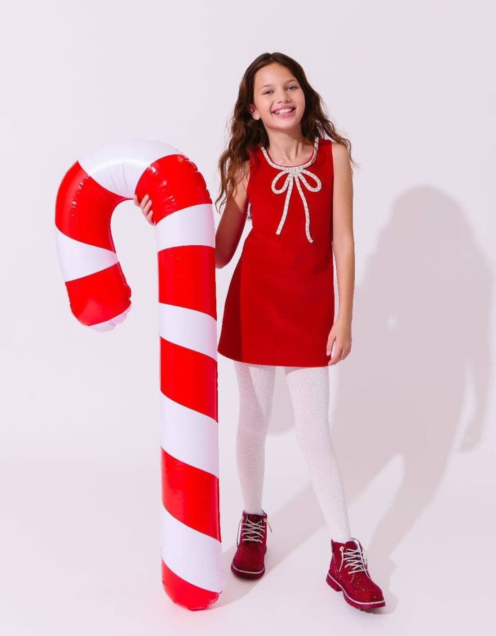 Lola and the Boys Red Velvet Bow Princess Dress