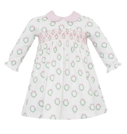 Petit Bebe Holiday Pink Wreath Knit Dress