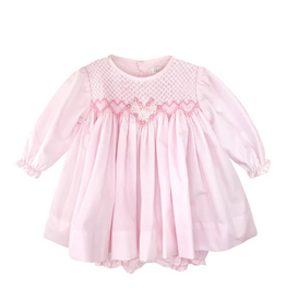 Petit Ami Pink Floral and Heart Smock LS Dress