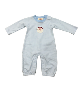 Luigi Blue/White Stripe LS Romper, Santa