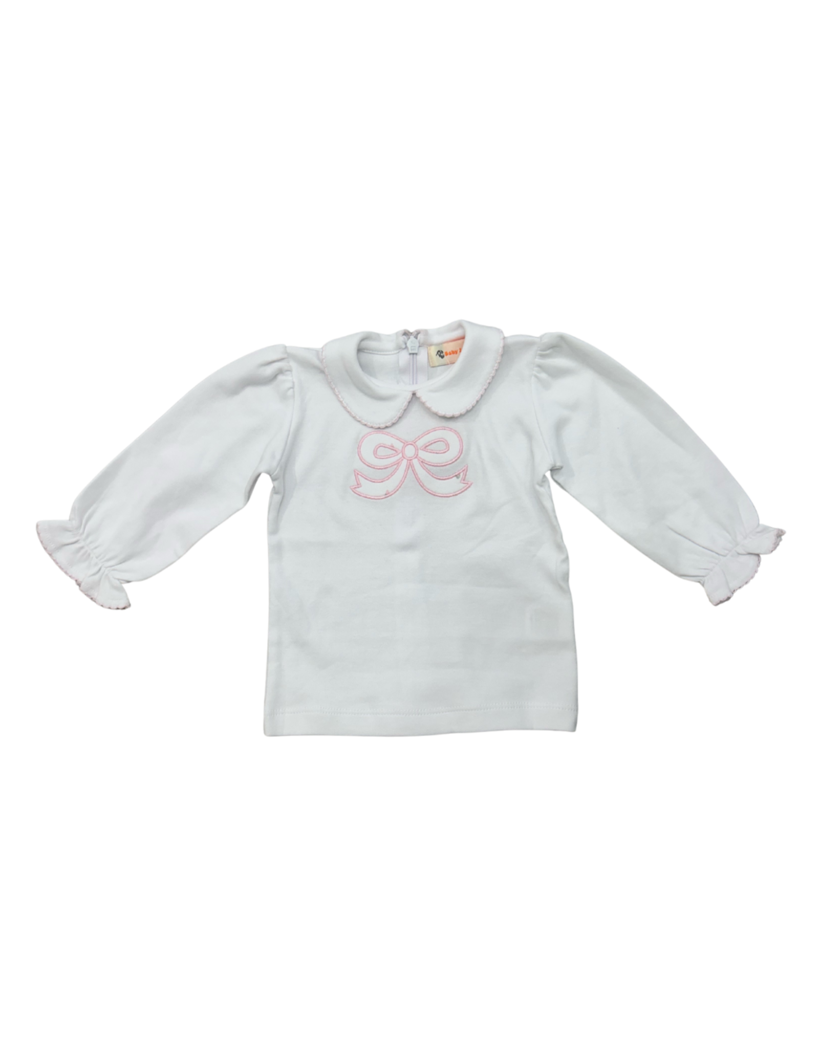 Luigi White/Pink LS Blouse, Bow