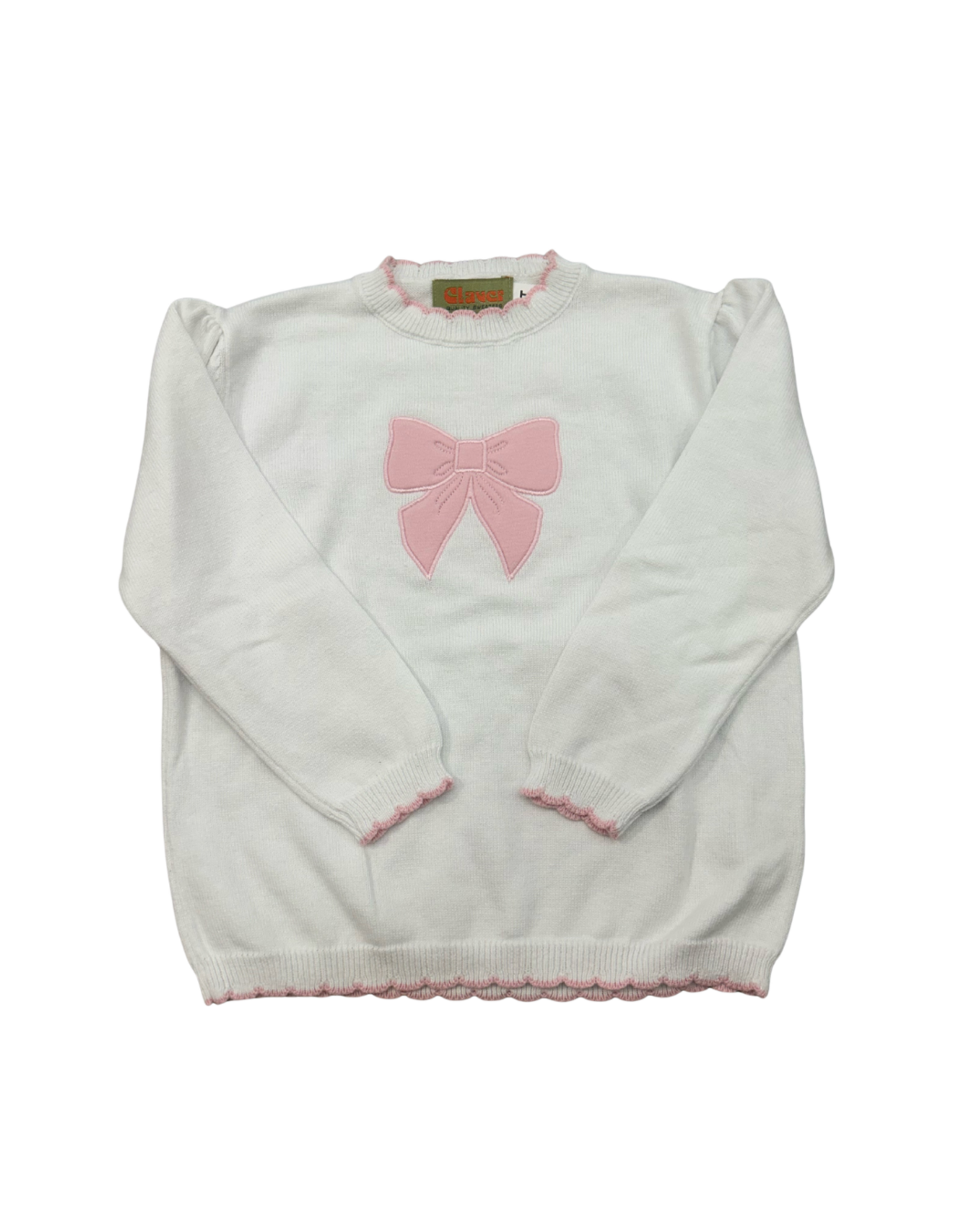 Luigi White Sweater with Light Pink Bow
