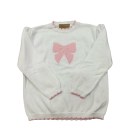 Luigi White Sweater with Light Pink Bow