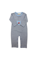 Luigi Royal/White Stripe LS Romper, Train