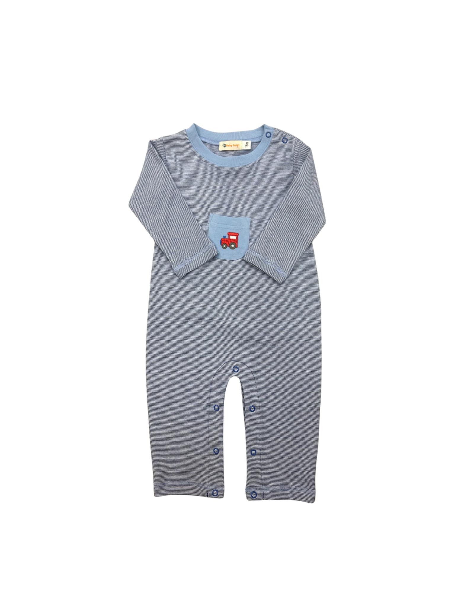 Luigi Royal/White Stripe LS Romper, Train