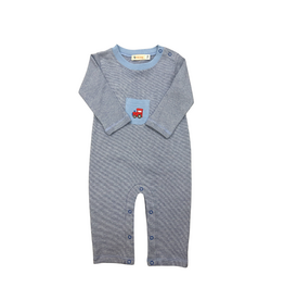 Luigi Royal/White Stripe LS Romper, Train