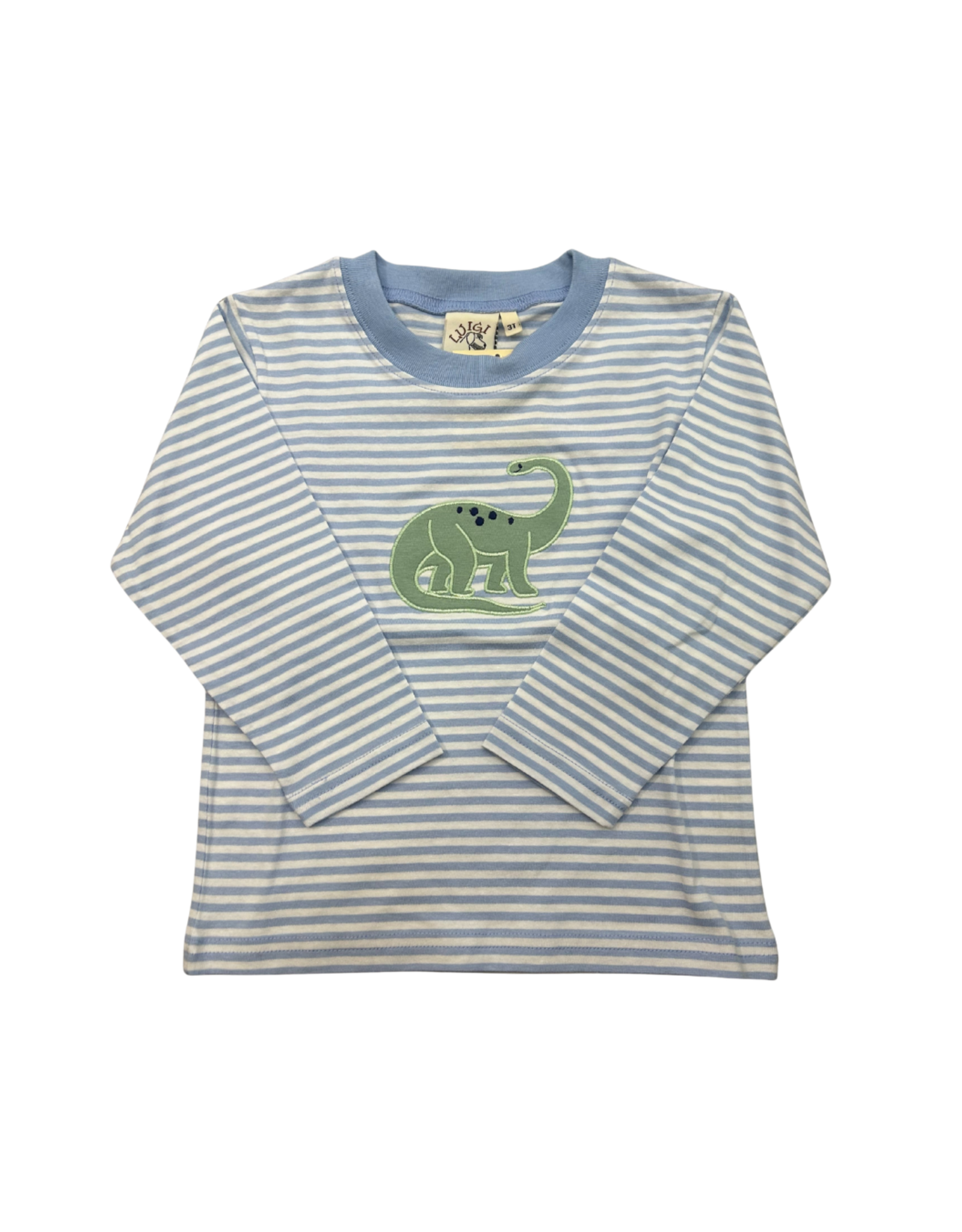 Luigi Sky Blue and White Stripe LS Top, Brontosaurs
