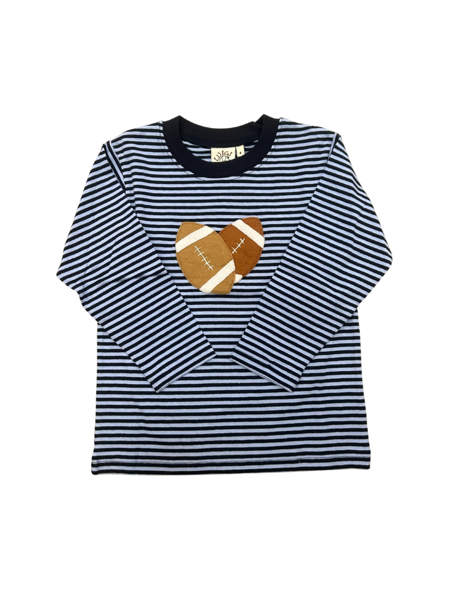 Luigi Navy and Blue Stripe LS Shirt with Footballs
