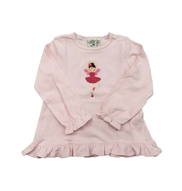 Luigi Light Pink LS Ruffle Top with Ballerina Fairy