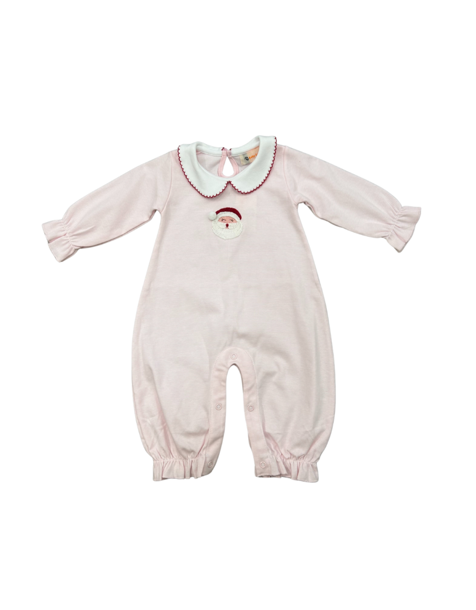 Luigi Pink/White Stripe LS Romper, Santa