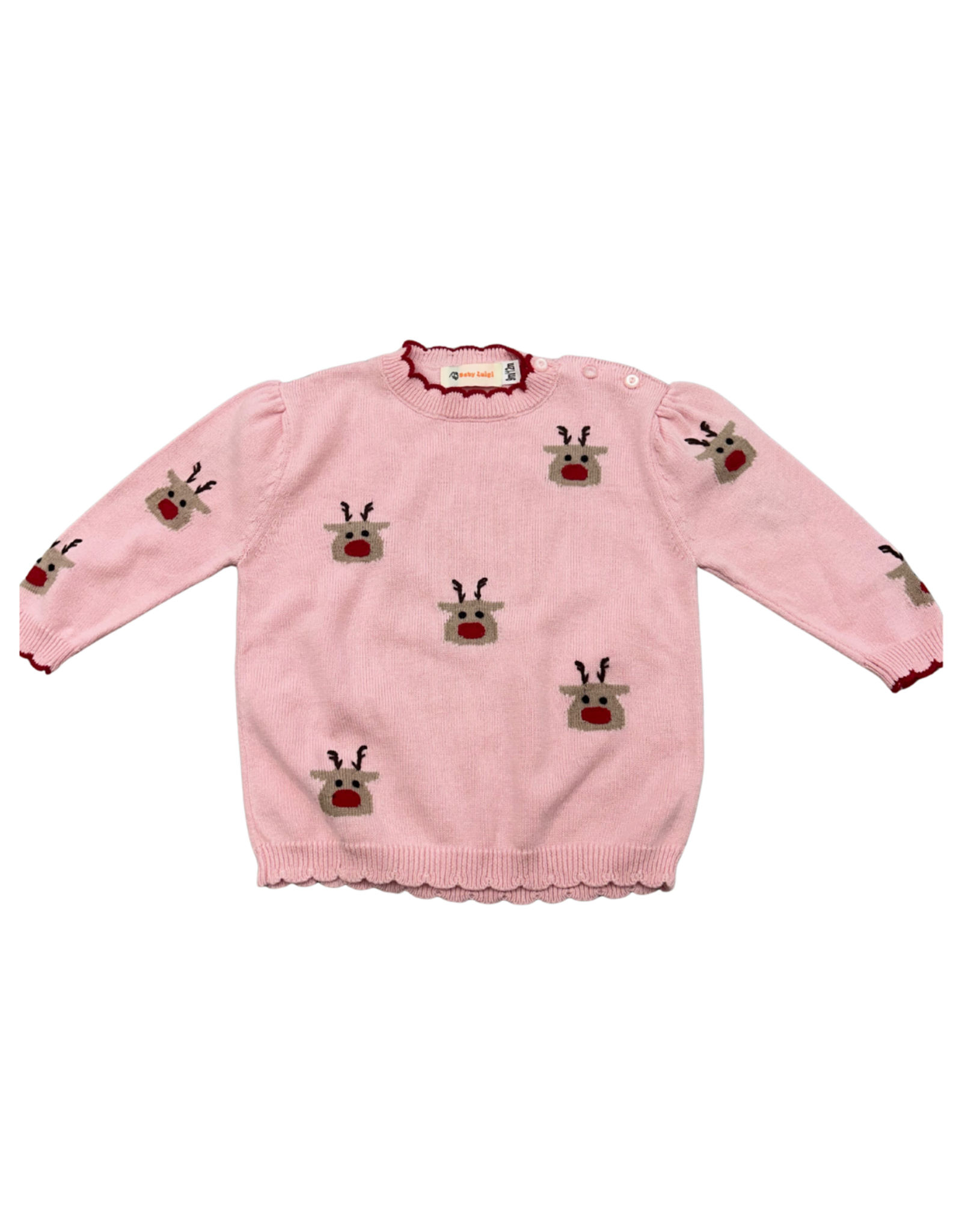 Luigi Light Pink Rudolph Scallop Sweater
