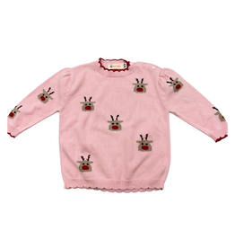 Luigi Light Pink Rudolph Scallop Sweater