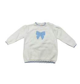 Luigi White Sweater with Blue Bow