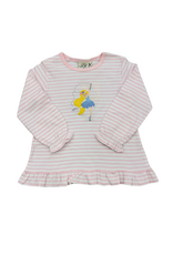 Luigi Pink Stripe LS Ruffle Top with Ballerina