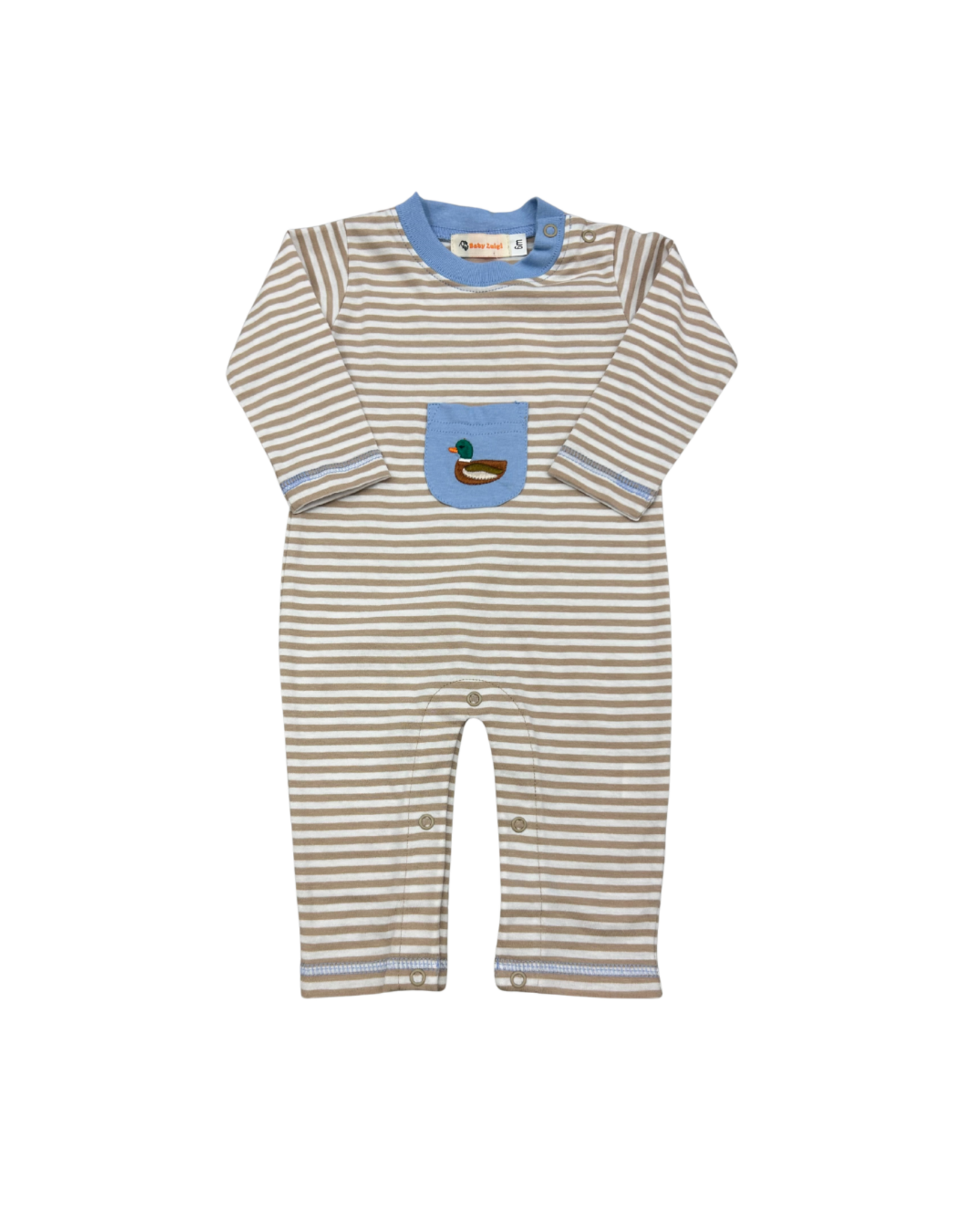 Luigi Sand/White Stripe Mallard Romper