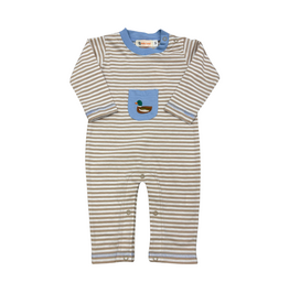 Luigi Sand/White Stripe Mallard Romper