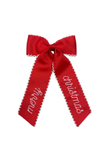 Hallie Sobie Co. Hand Stitched Bow, Merry Christmas Red