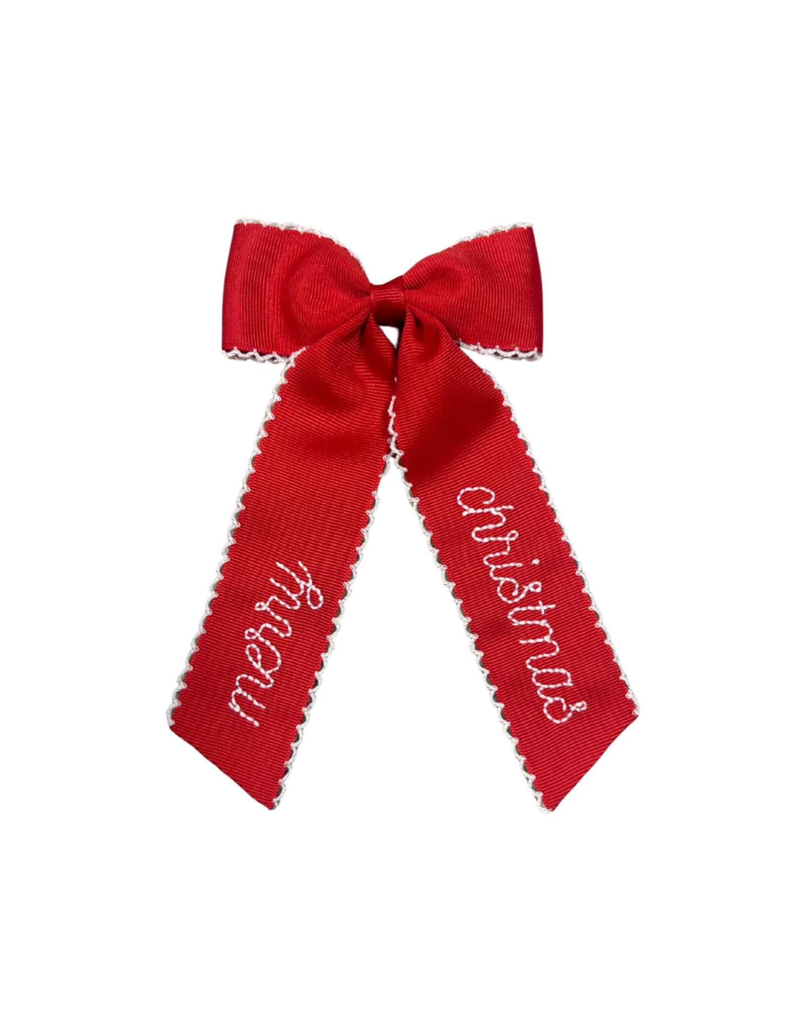 Hallie Sobie Co. Hand Stitched Bow, Merry Christmas Red