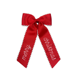 Hallie Sobie Co. Hand Stitched Bow, Merry Christmas Red